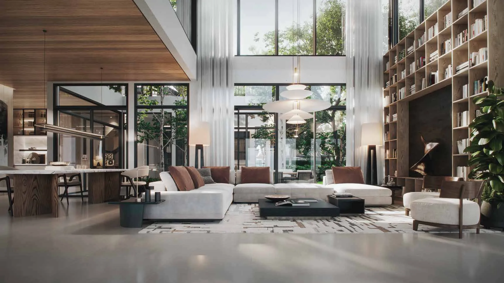 Double volume living room
